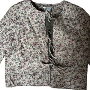 Sezane Floral Tie-Front Shacket